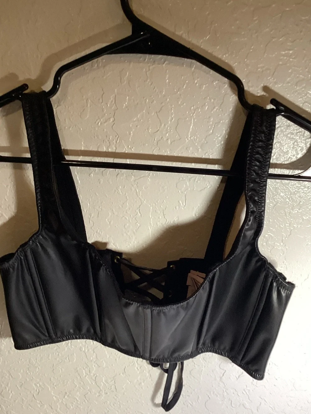 Victoria's Secret Black Satin Lace-Up Bralette